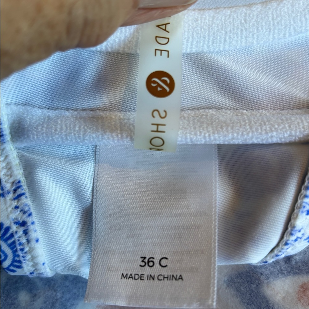 Shade & Shore Blue and White Bikini Top and Bottom 36C/Medium - Picture 6 of 7